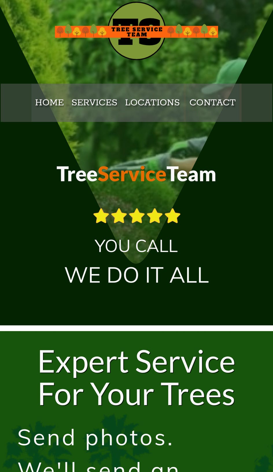 menifee web design sample tree service team website